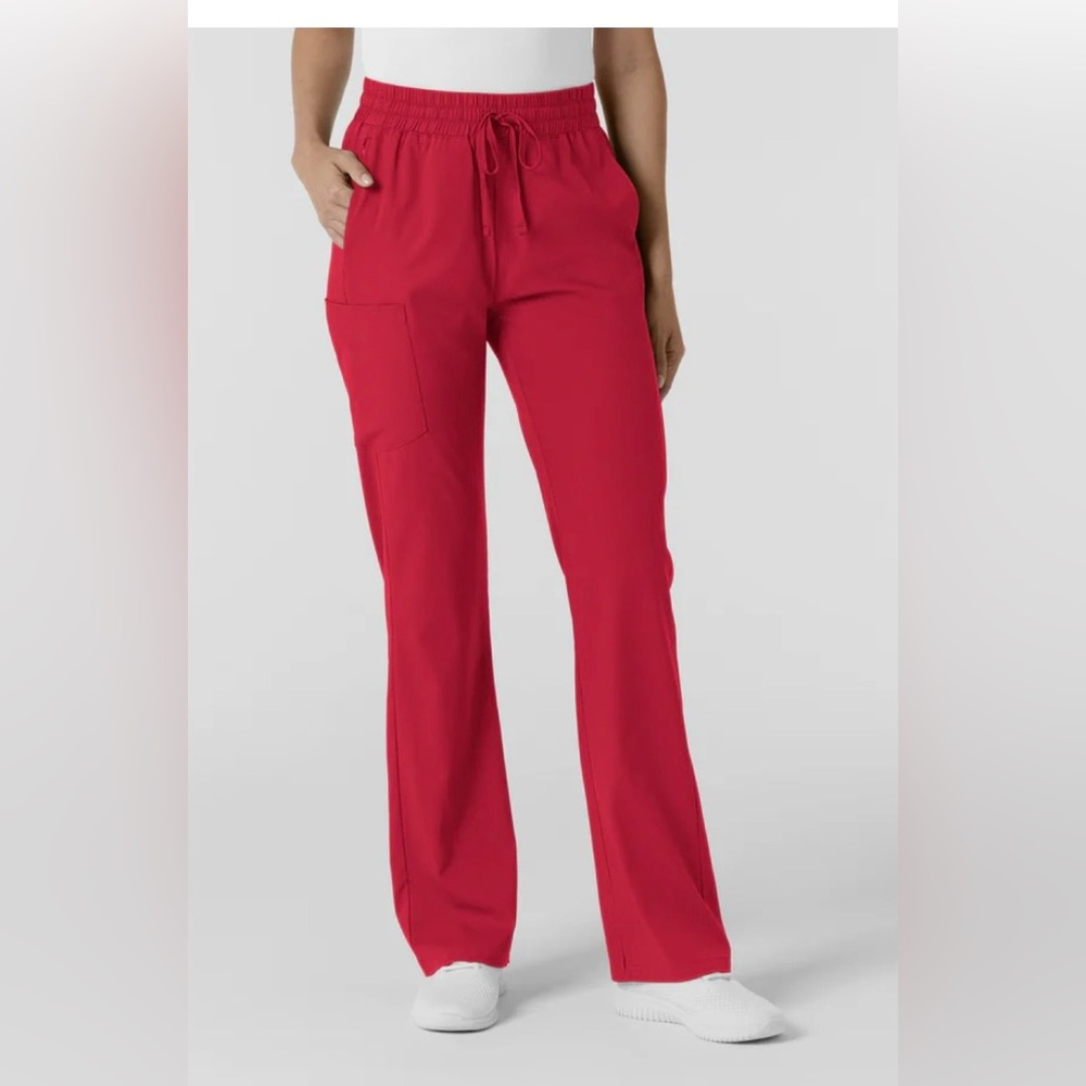 WonderWink Women’s Red Boot Cut Scrub Drawstring Pants